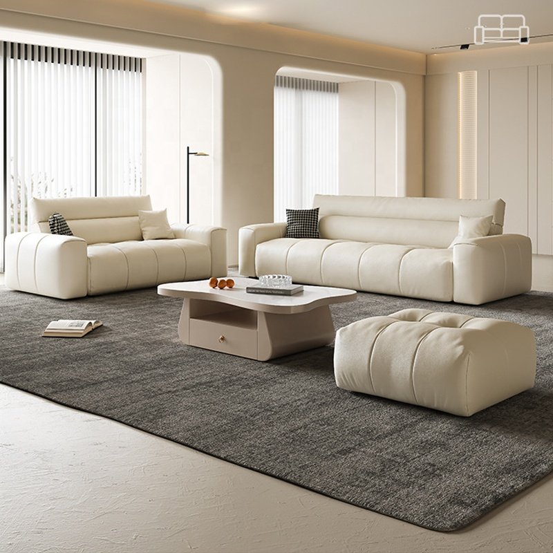 Factory wholesale cheap indoor living room sofas modern luxury white couches sofa set furniture elegant leather sofa living room