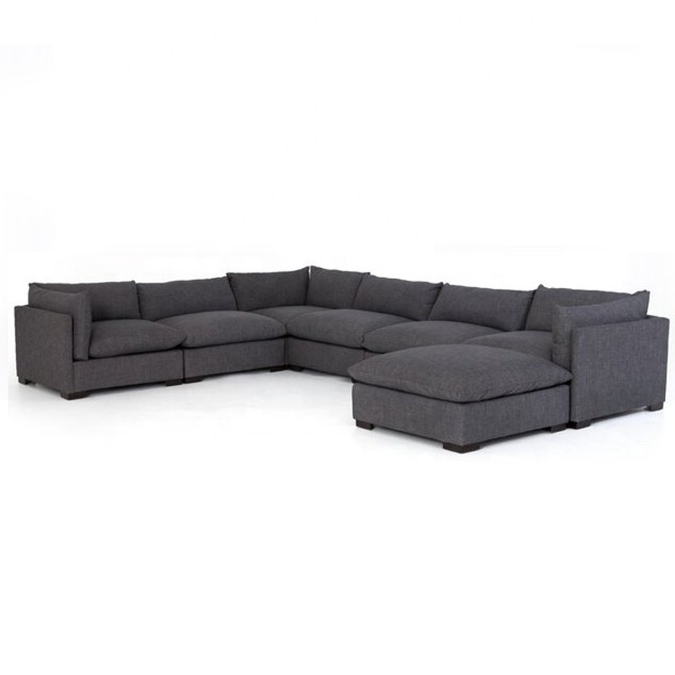 Modern Living Room Furniture Down Filled Overstuffed L-shaped Sectional Sofa 4 Piece Modular Couch Luxury Chaise Fabric Sofa Set