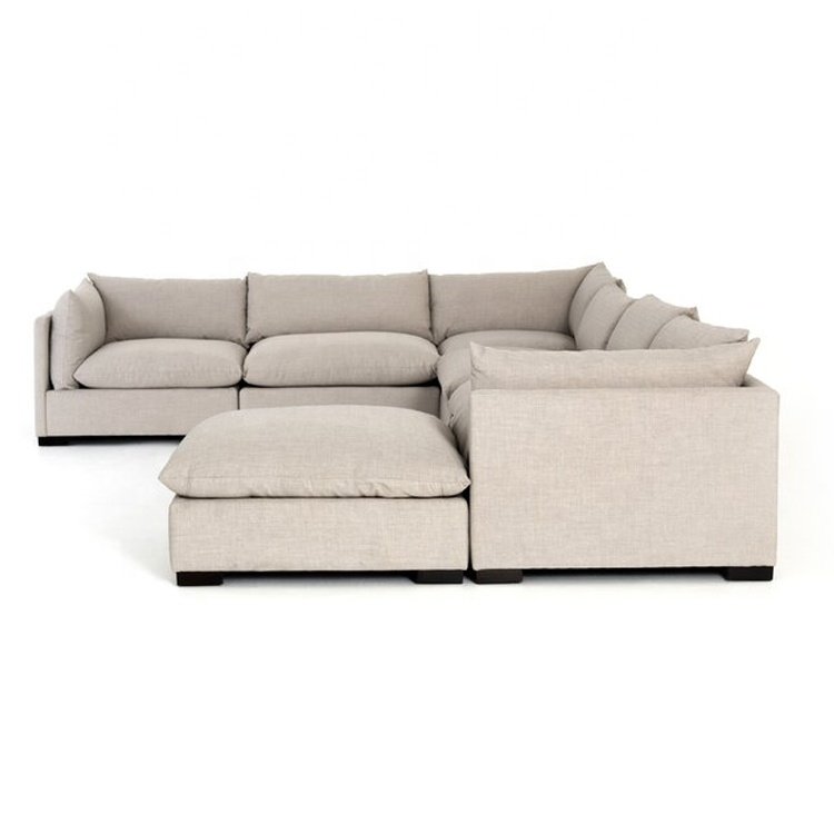 Modern Living Room Furniture Down Filled Overstuffed L-shaped Sectional Sofa 4 Piece Modular Couch Luxury Chaise Fabric Sofa Set
