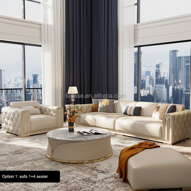 Custom Wholesale Stainless Steel Tufted Sofa Set Designs Modern Luxury Upholstered Velvet Sectional Living Room Sofas for Home