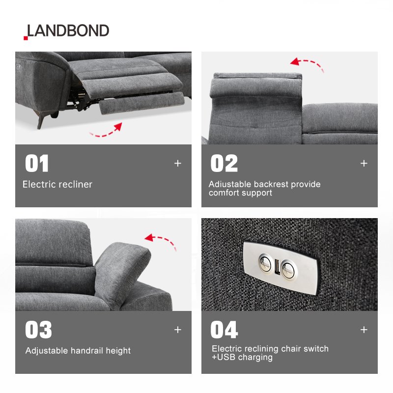 Modern electric recliner functional sofa 3Seater fabric Home Living Room Furniture Sofa lounge Canape Divano for hotel and villa