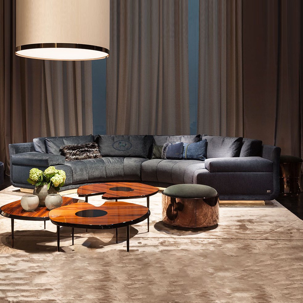 Modern Luxury C Shape Recliner Upholstered 5 Star Hotel Lobby Velvet Sectional Sofa Living Room Set Furniture Sofas