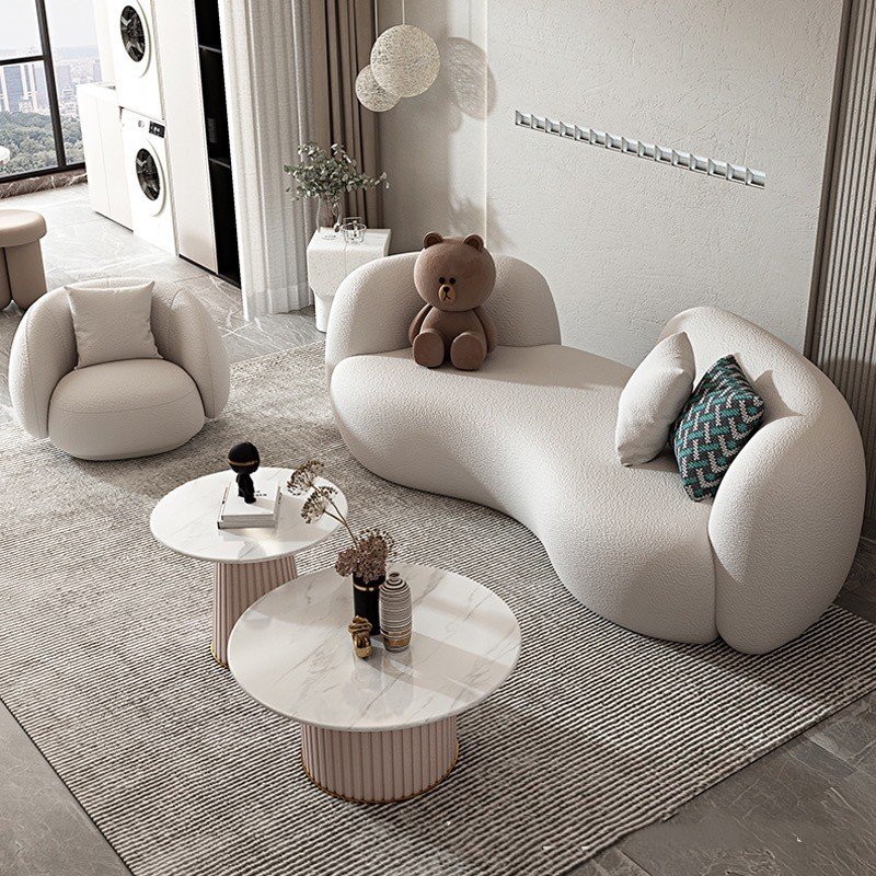 French curved living room sofa Lamb velvet Fashion simple casual villa apartment furniture