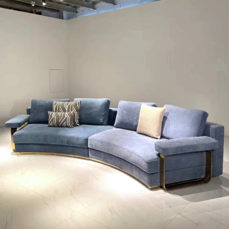 Modern Minimalist Curved Sofa Set for Luxury Villa Living Room