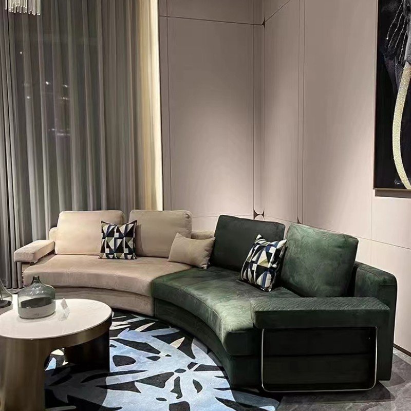 Modern Minimalist Curved Sofa Set for Luxury Villa Living Room