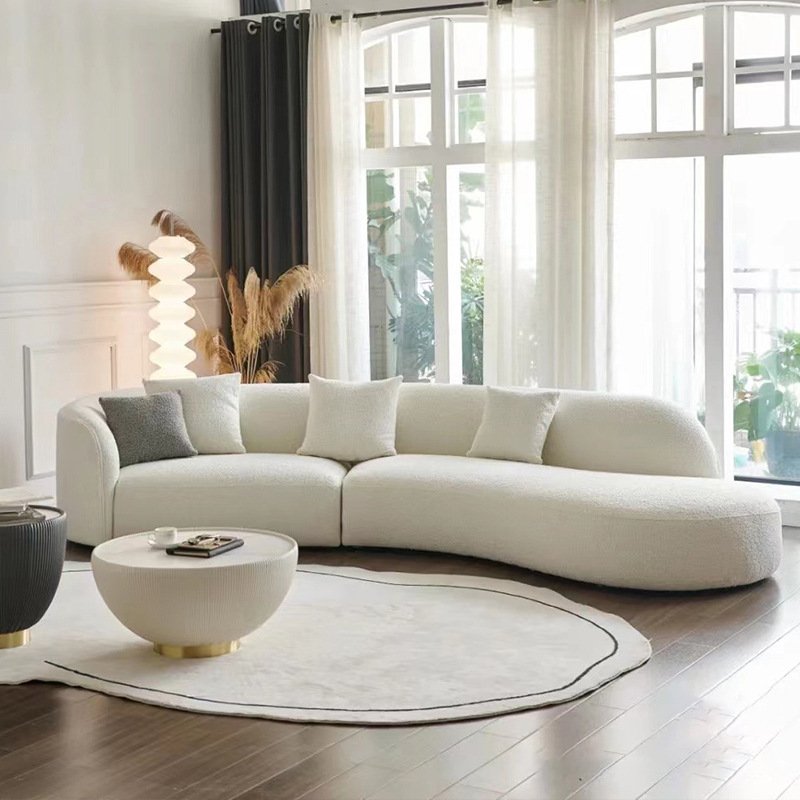 Nordic arc cashmere moon sofa living room modern luxury designer Italian style minimalist profiled fabric sofa
