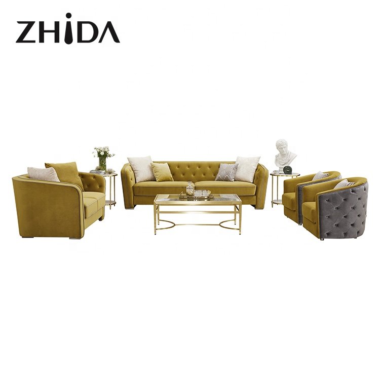 Manufacture custom 3 pieces fabric furniture living room luxury sofas set
