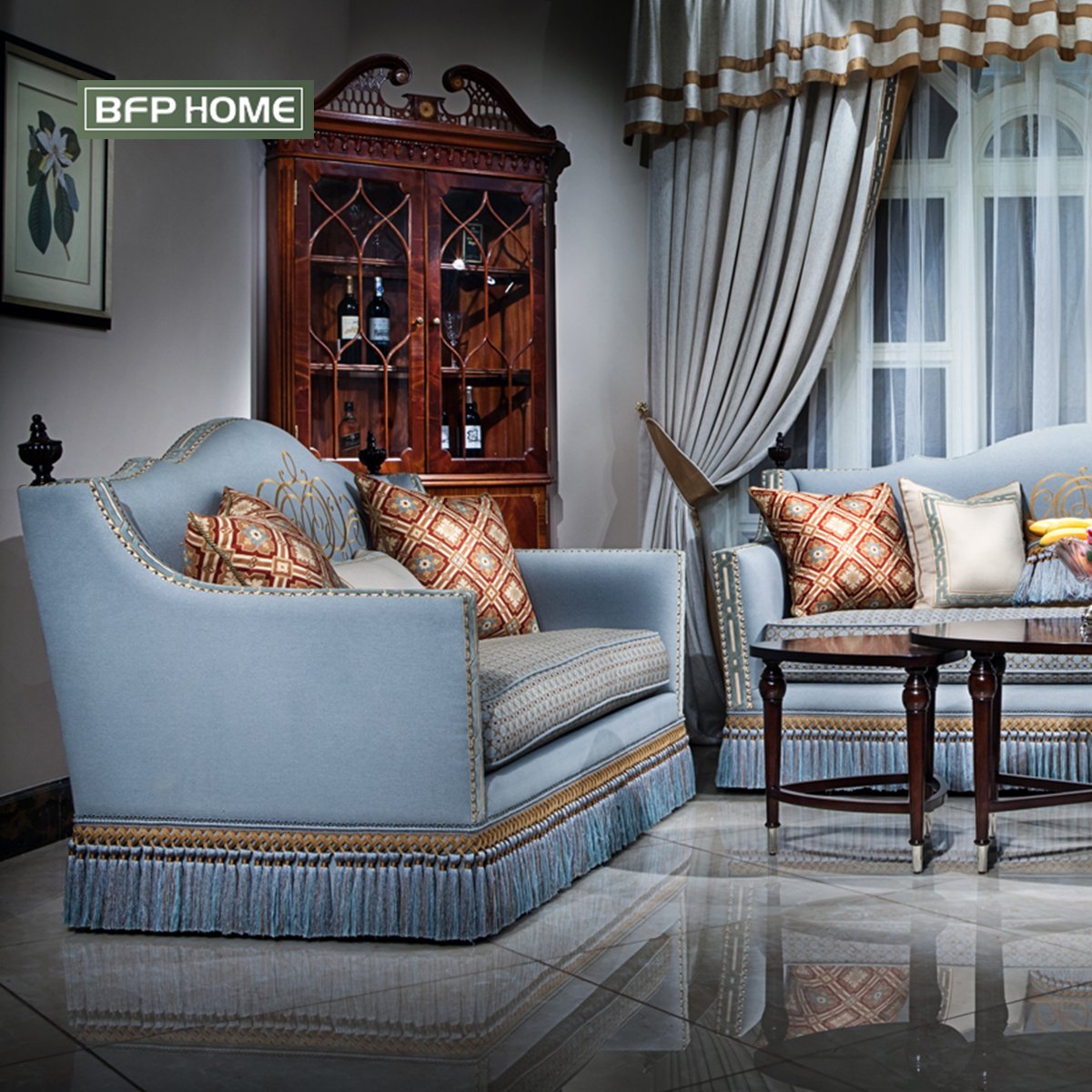 BFP Home French style New Arrivals luxury Style Fabric Sofa High quality living room sofa furniture popular fabric sofa sets