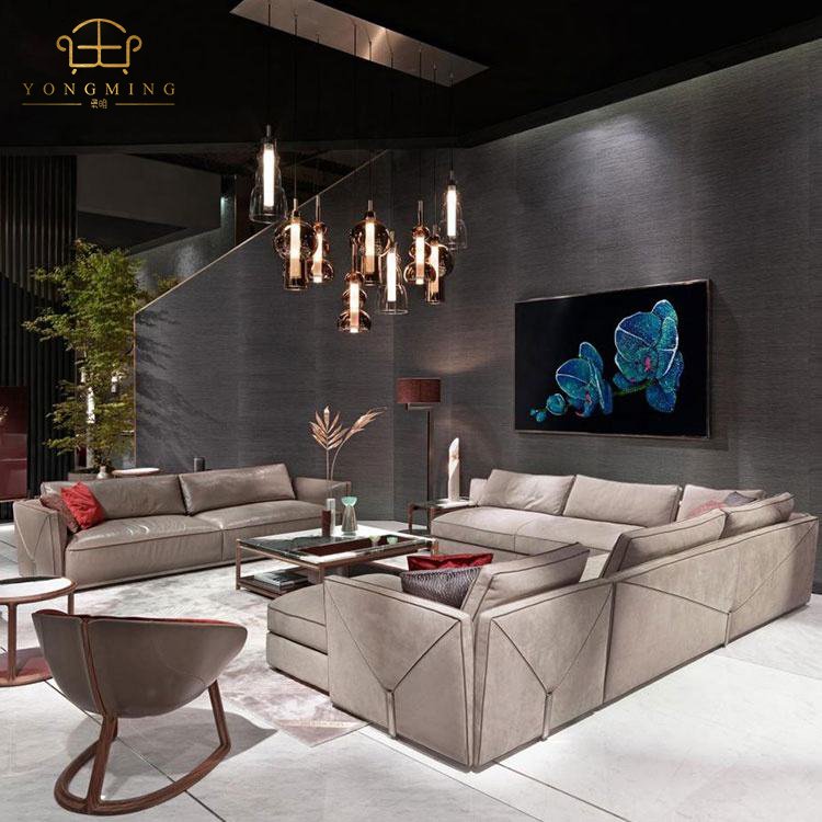 Italian luxury design home furniture modern living room sofa set genuine leather sofa set living room furniture