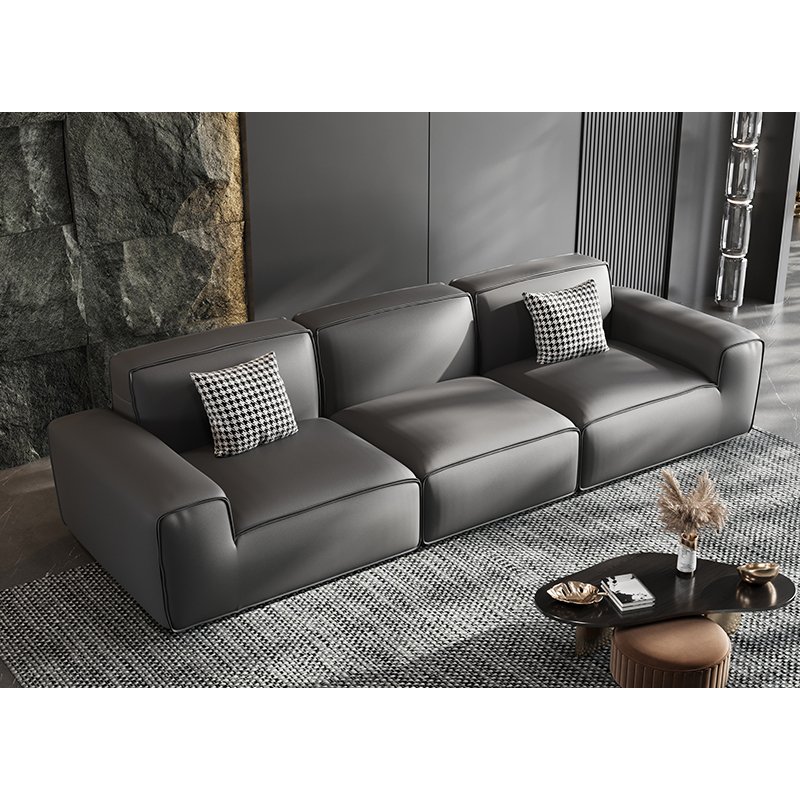 Manufacturer Direct Sale Modernist Large Black Bull Sofa Brushed Fabric Leather Scandinavian Minimalist Living Room Sofa