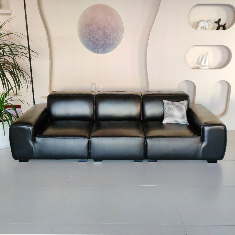 Manufacturer Direct Sale Modernist Large Black Bull Sofa Brushed Fabric Leather Scandinavian Minimalist Living Room Sofa