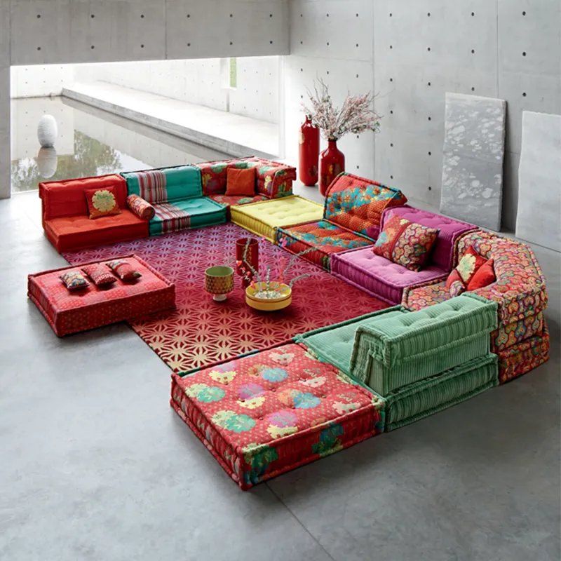 ATUNUS Arabia Colorful Adjustable Modular Couch MahJong Floor Sofa Living Room Mah Jong Fabric Big Sofas Modern Design Furniture