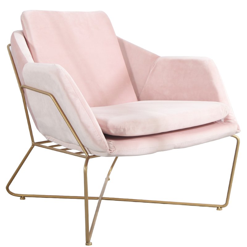 Hot sell best quality 1 or 2 seater leisure iron simple modern soft sofa nordic style living room velvet fabric sofa arm chair