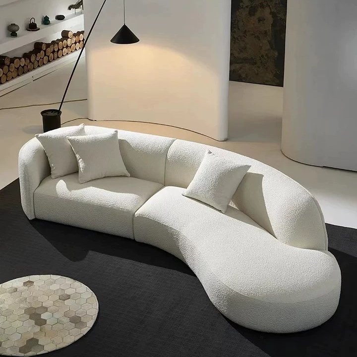 European berber fleece arc living room sofa modern minimalism special-shaped fabric sofa