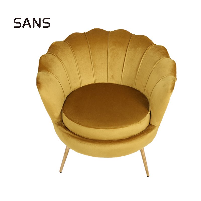 Hot Sales Upholstered Velvet Flowered Armchair With Metal Legs For Living Room
