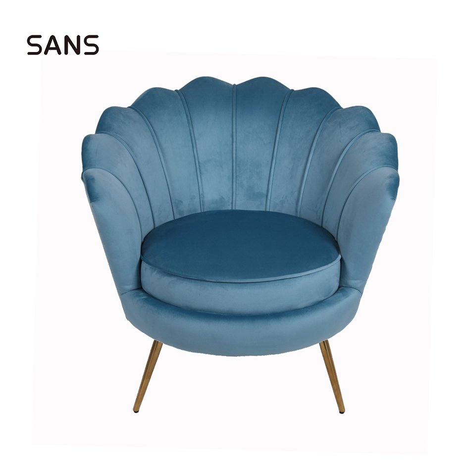 Hot Sales Upholstered Velvet Flowered Armchair With Metal Legs For Living Room