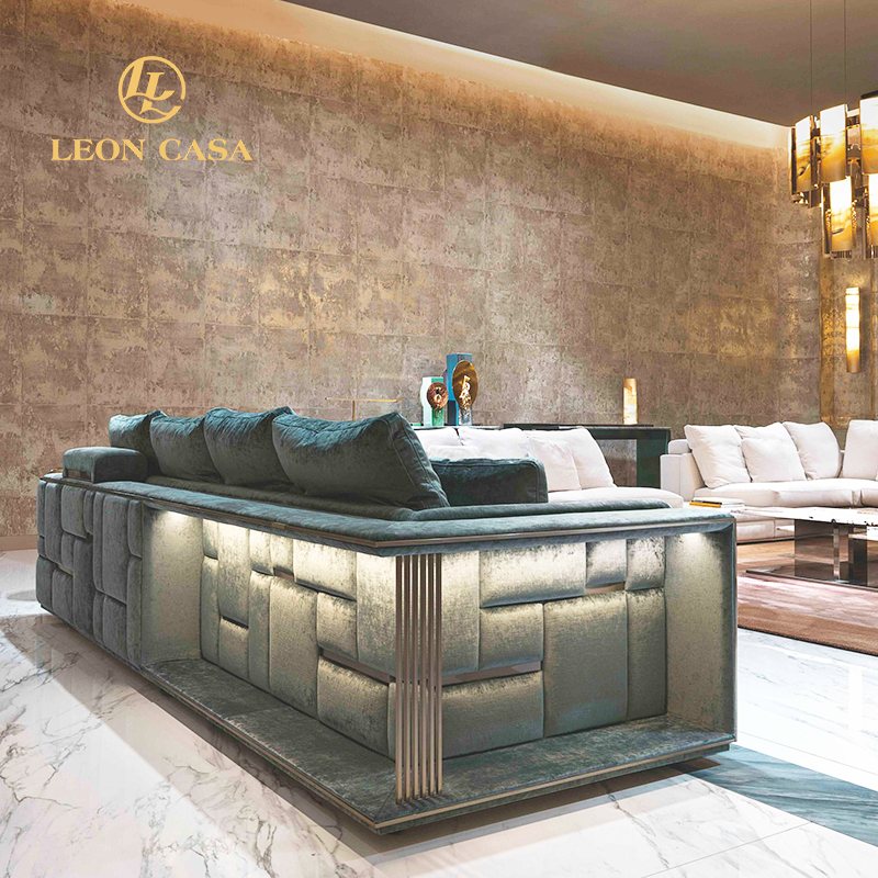 Custom Made Italian Luxury Villa Living Room Furniture High End Sofa High Quality Sofa Set Modern Luxury Leather Sofa