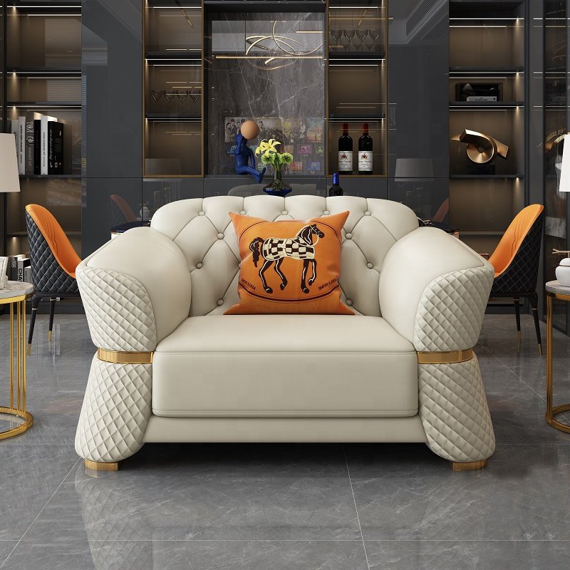 European stylish upholstery chesterfield leather sofa modern villa sectional couch living room sofas set with chaise furniture