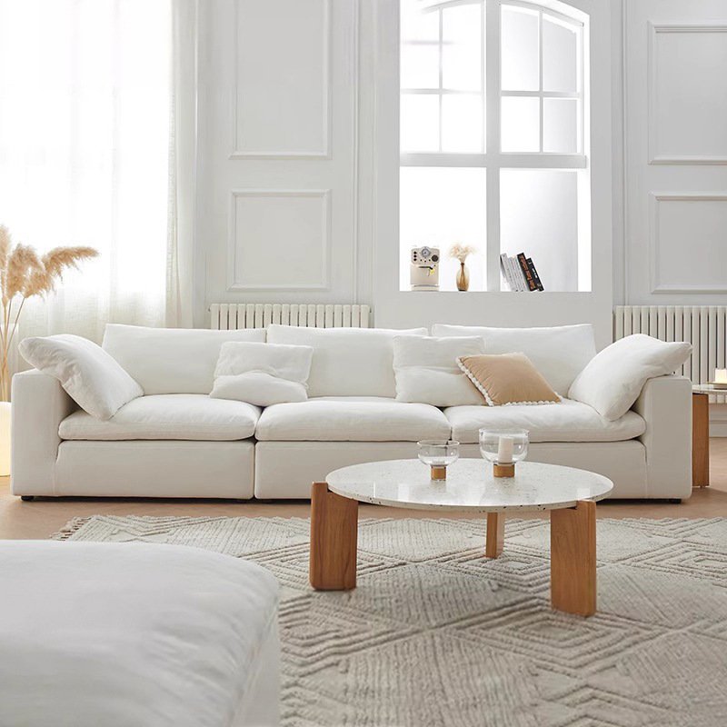 Wholesale quality fabric cloud compressed sofa home furniture Italian modern sectional couch living room sofas with ottoman