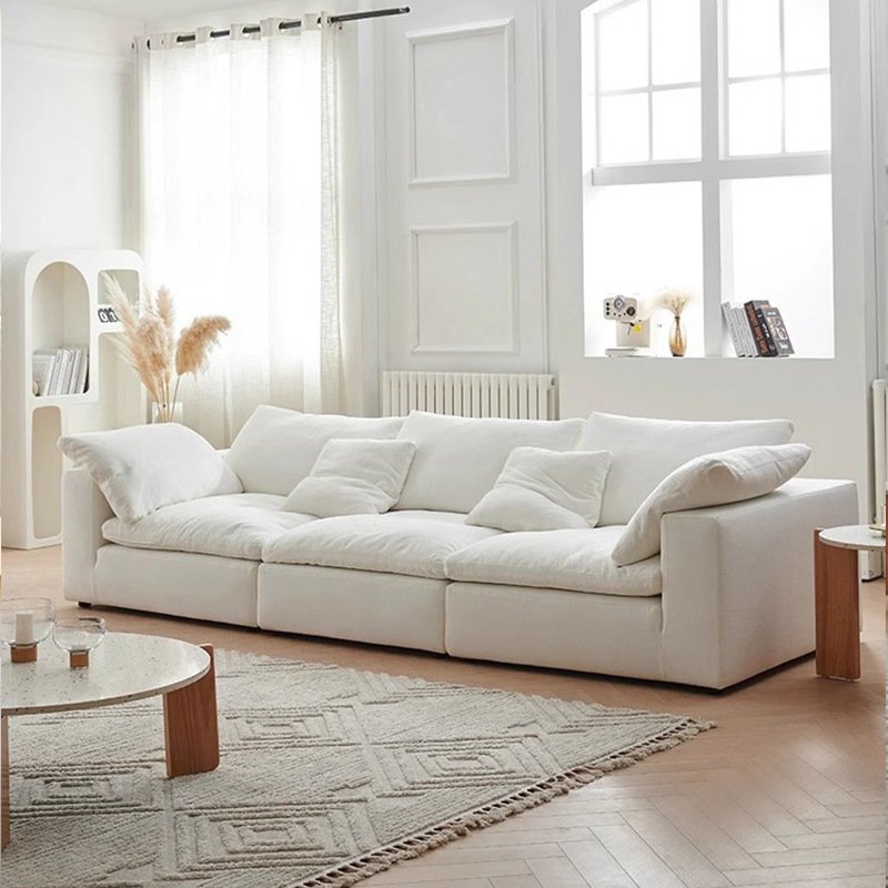 Wholesale quality fabric cloud compressed sofa home furniture Italian modern sectional couch living room sofas with ottoman