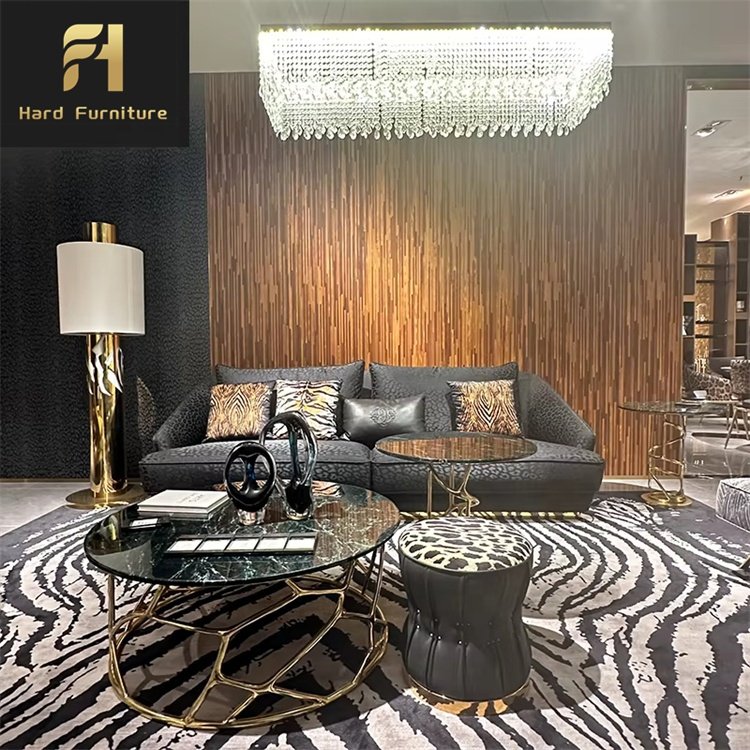 High-End Luxury Italian Sofa Furniture Set Leather Custom Sectional Modular Living Room Sofa