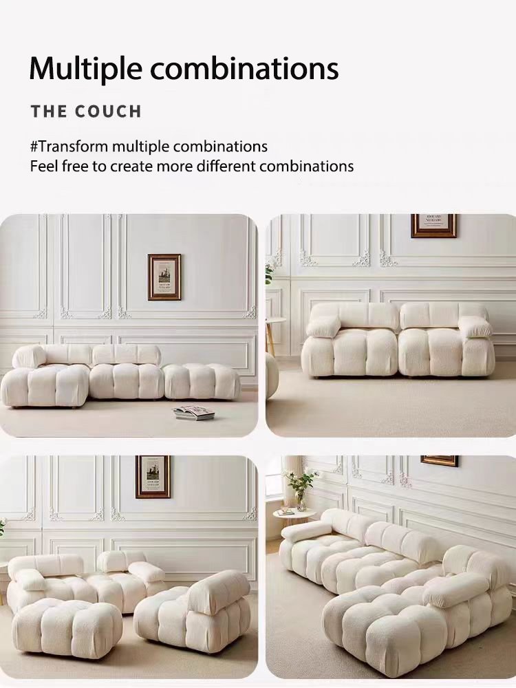 BIXONWOOD Home Living Room Sofas Furniture Set Teddy Velvet Fabric Luxury Sectional Sofa Nordic Designs Apartment Modular Sofa