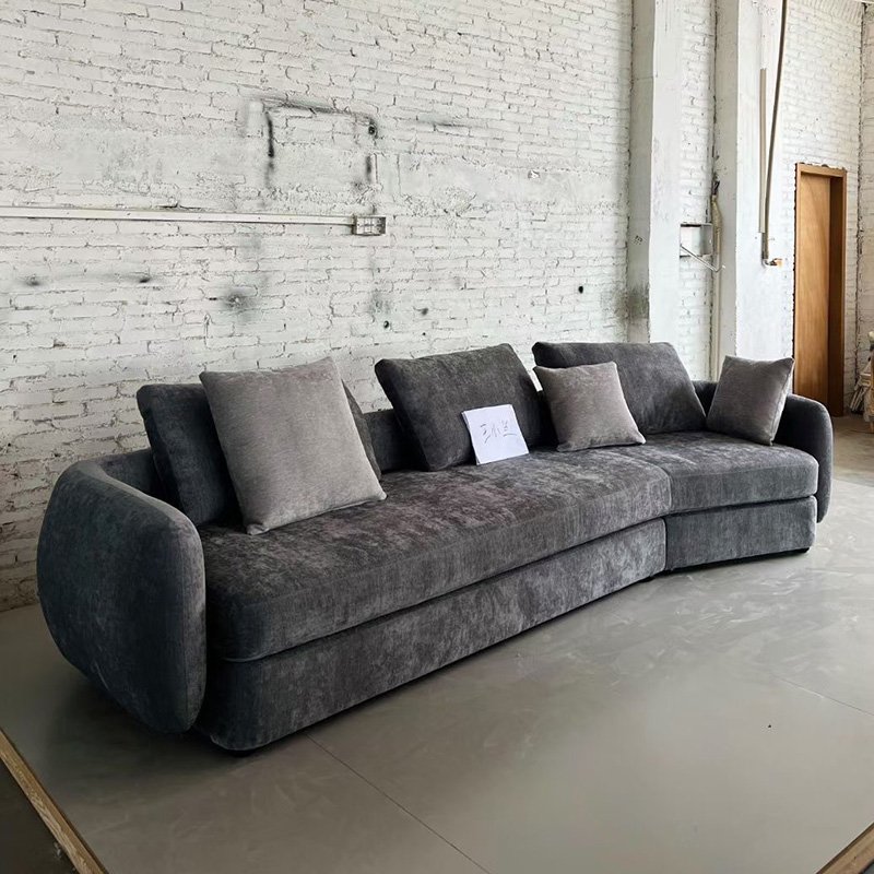Italian luxury boucle corner sofas and modern sectional couch large 3 seater curved sofas fabric sofa set living room furniture