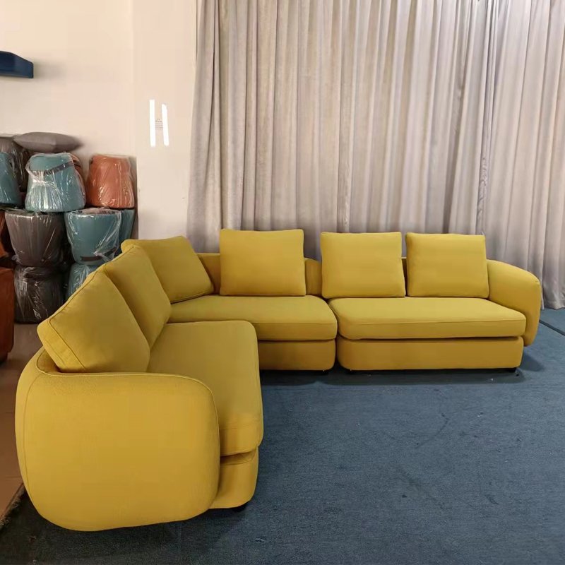 Italian luxury boucle corner sofas and modern sectional couch large 3 seater curved sofas fabric sofa set living room furniture