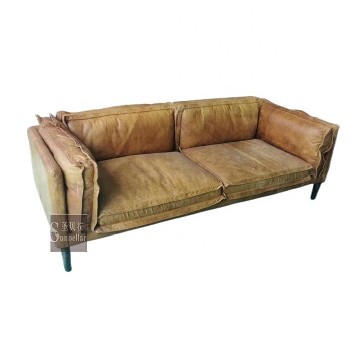 customization rustic brown genuine leather comfort sofas 2 seat apartment living room sofa love seat sofa with metal legs