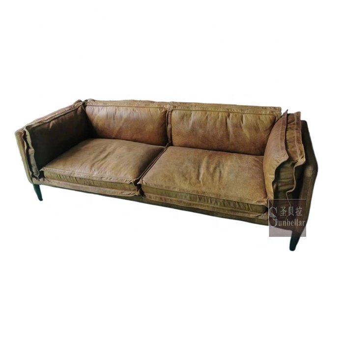 customization rustic brown genuine leather comfort sofas 2 seat apartment living room sofa love seat sofa with metal legs
