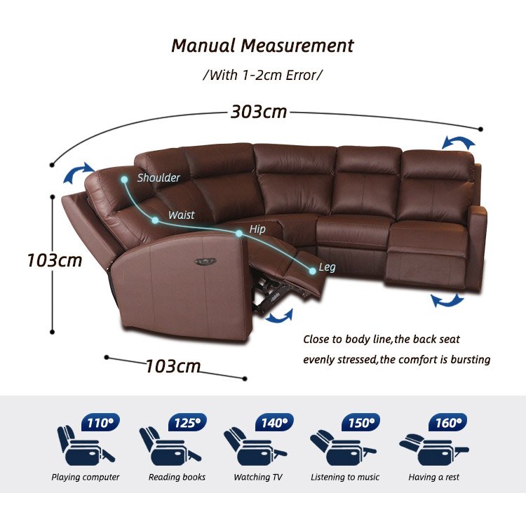 Contemporary Adjustable L Shape Corner Sectional Sofa Electric Recliner Genuine Leather Sofa Couch Living Room Sofas