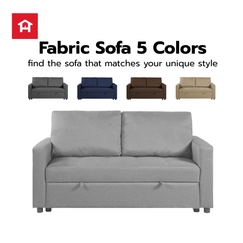 2-Seater Stylish Fabric Sofa Bed Wood Material with Comfortable Stylish Design Small Spaces Ensuring Restful Sleep Every Night