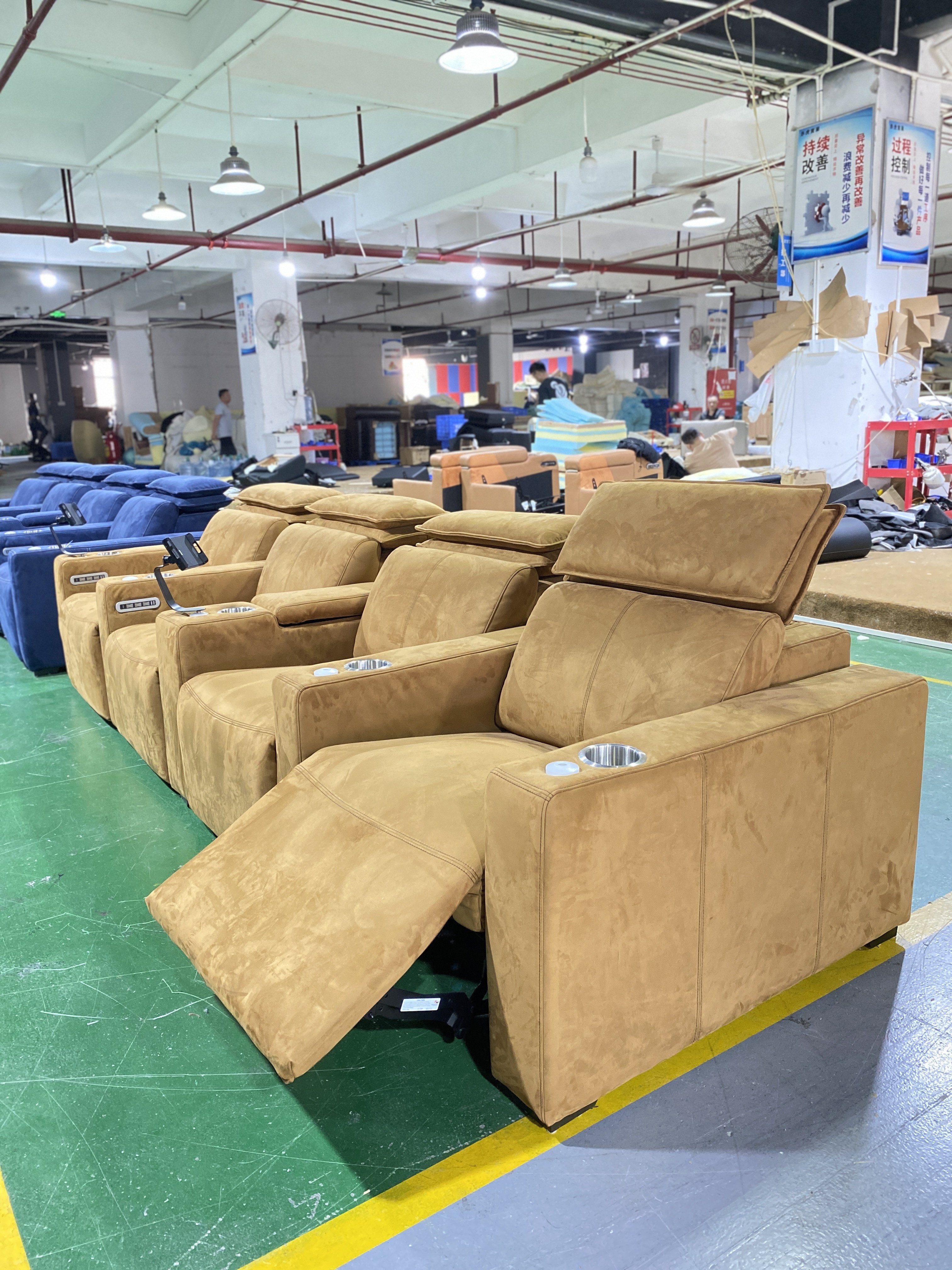 Home interior designed functional sofa set fabric material living room furniture power reclining sofas