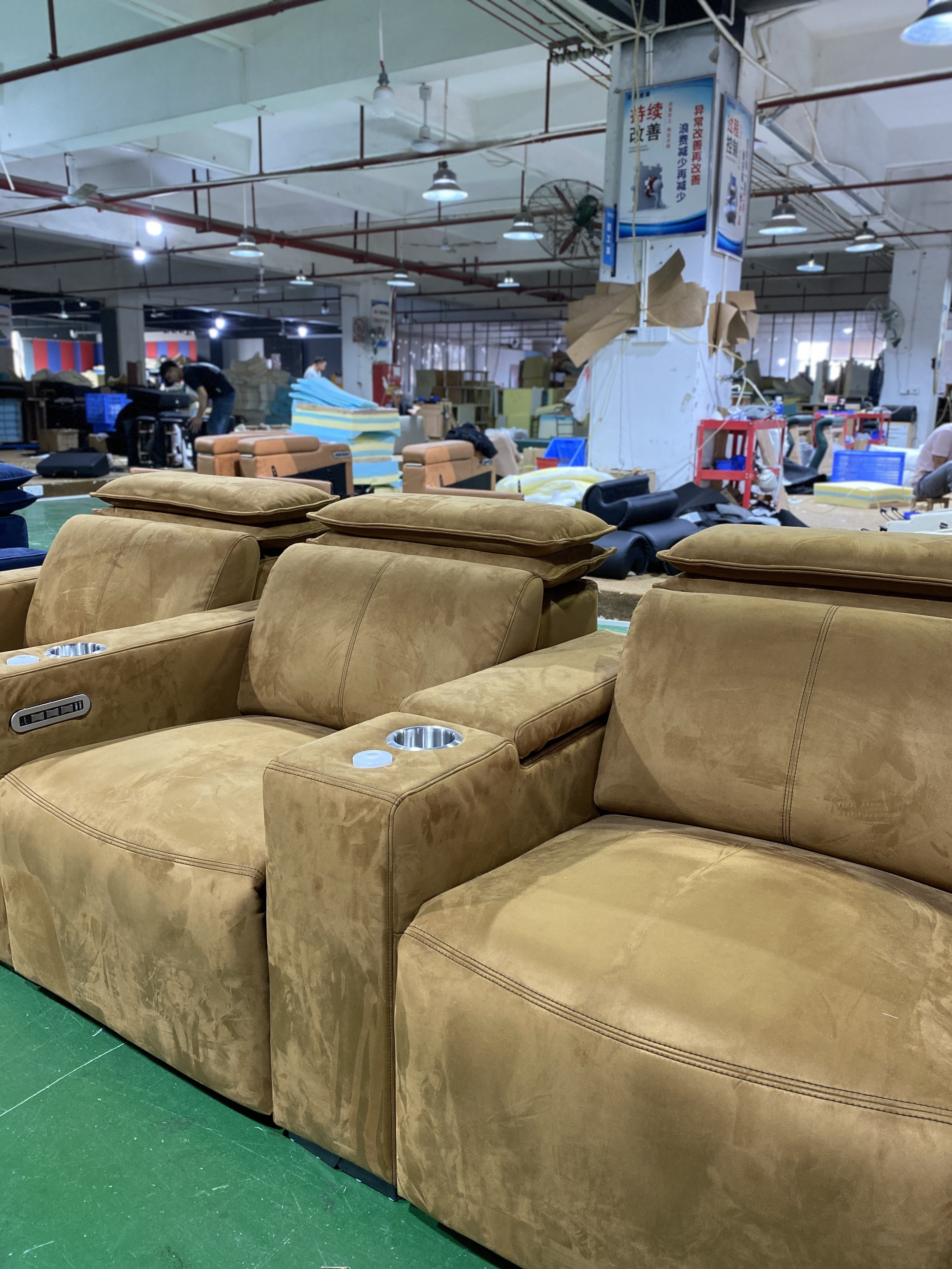 Home interior designed functional sofa set fabric material living room furniture power reclining sofas