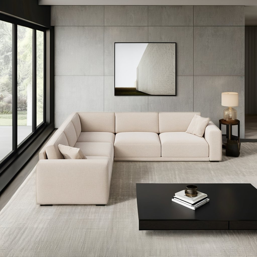 FERLY Hot Sale Modern Mid Century L Shaped Sofas Design LIving Room Sofa Set Modular Sectional Sofa Set