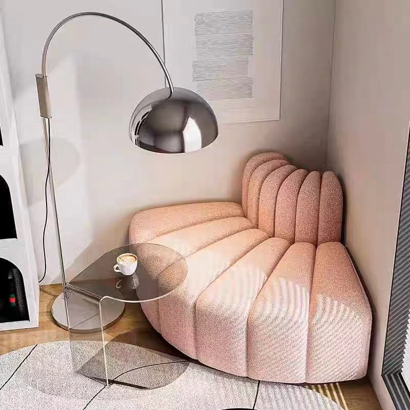 Modern Leisure Single Sofa for Bedroom & Living Room Fabric Wood Combination for Hotel or Apartment Furniture Corner Feature