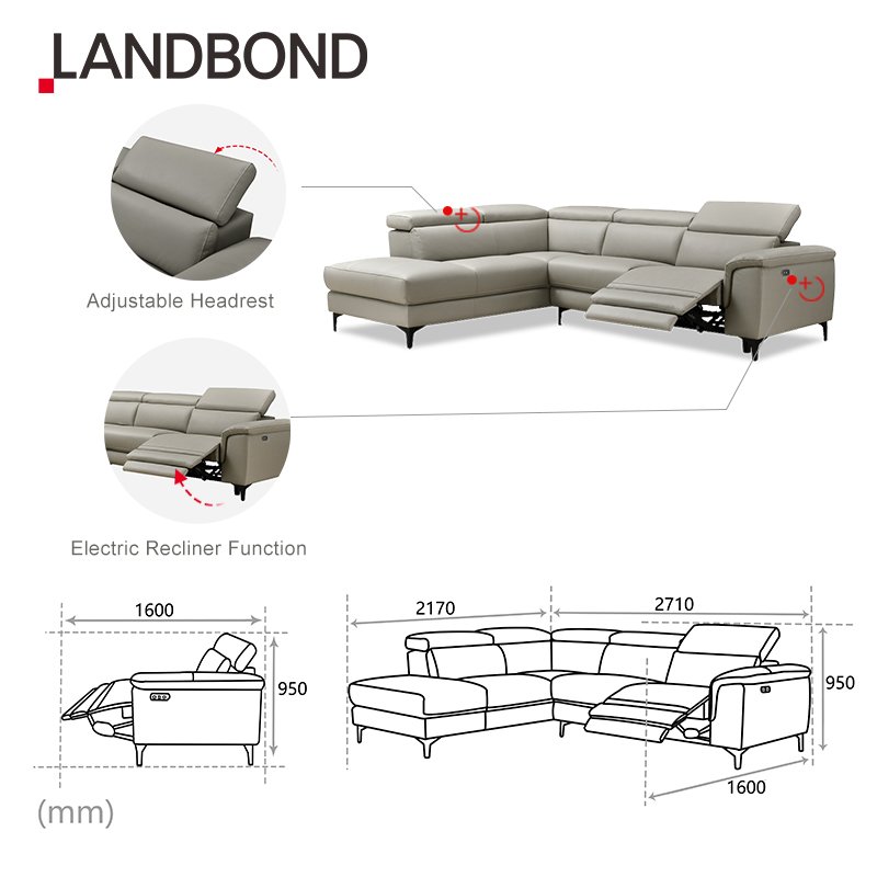 Apartment Modern L Shape Sectional Sofa Furniture Electric Recliner Sofa European Reclining Leather Living Room Sofa Set