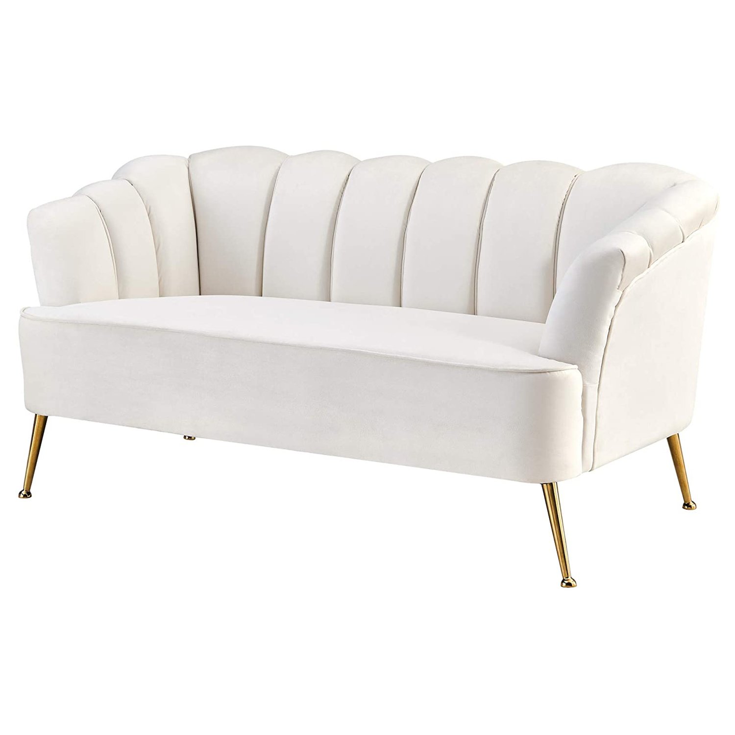 Elegant shell design living room sofa white color, tufted velvet sofa sectionals