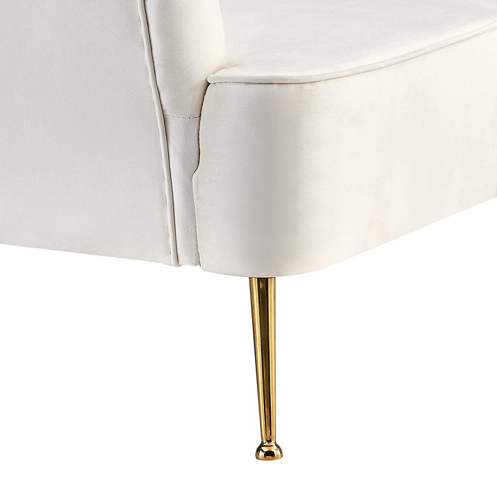 Elegant shell design living room sofa white color, tufted velvet sofa sectionals