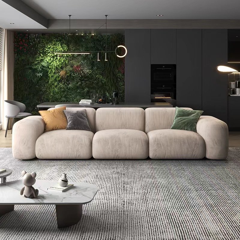 Nordic Luxury L Shape Living Room Sofa Simple Hotel Villa Velvet Modular Sectional Sofa Couch Set