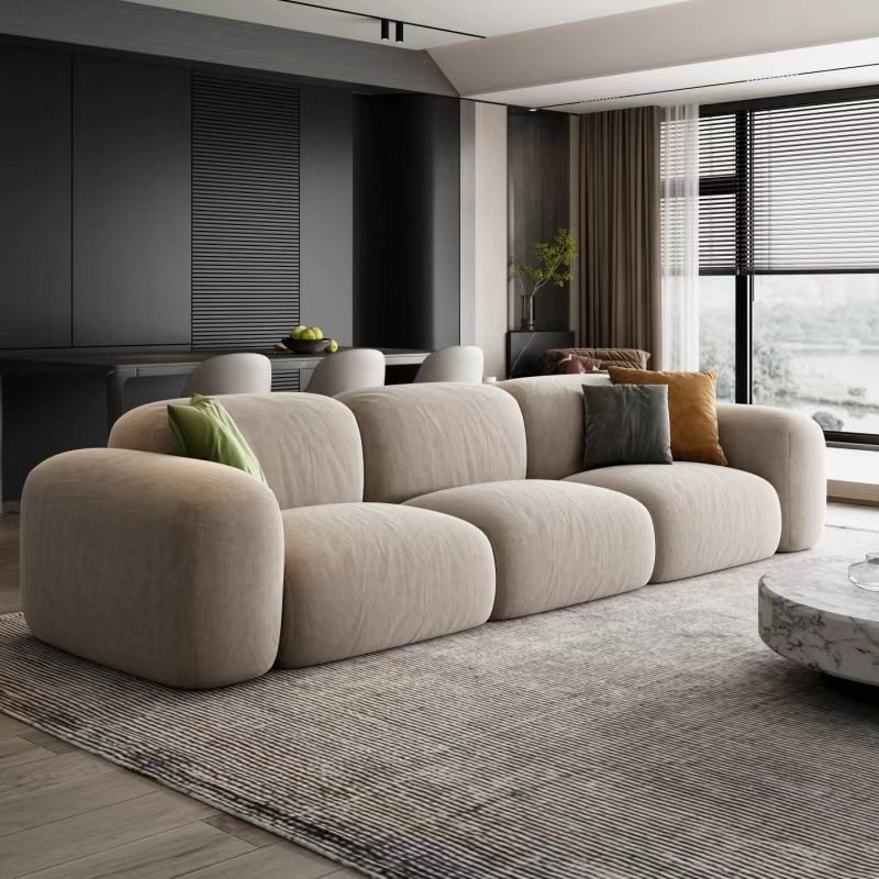 Nordic Luxury L Shape Living Room Sofa Simple Hotel Villa Velvet Modular Sectional Sofa Couch Set