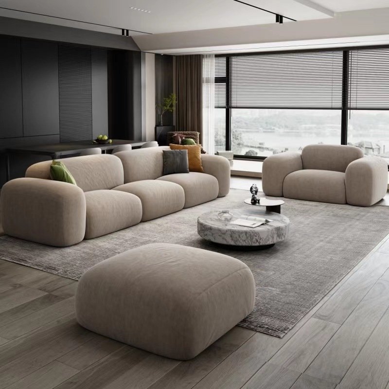 Nordic Luxury L Shape Living Room Sofa Simple Hotel Villa Velvet Modular Sectional Sofa Couch Set
