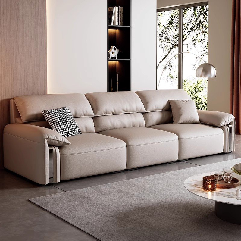 Italian Minimalist Leather Sofa Bed Electric Function Upholstery Couch Living Room Sofas