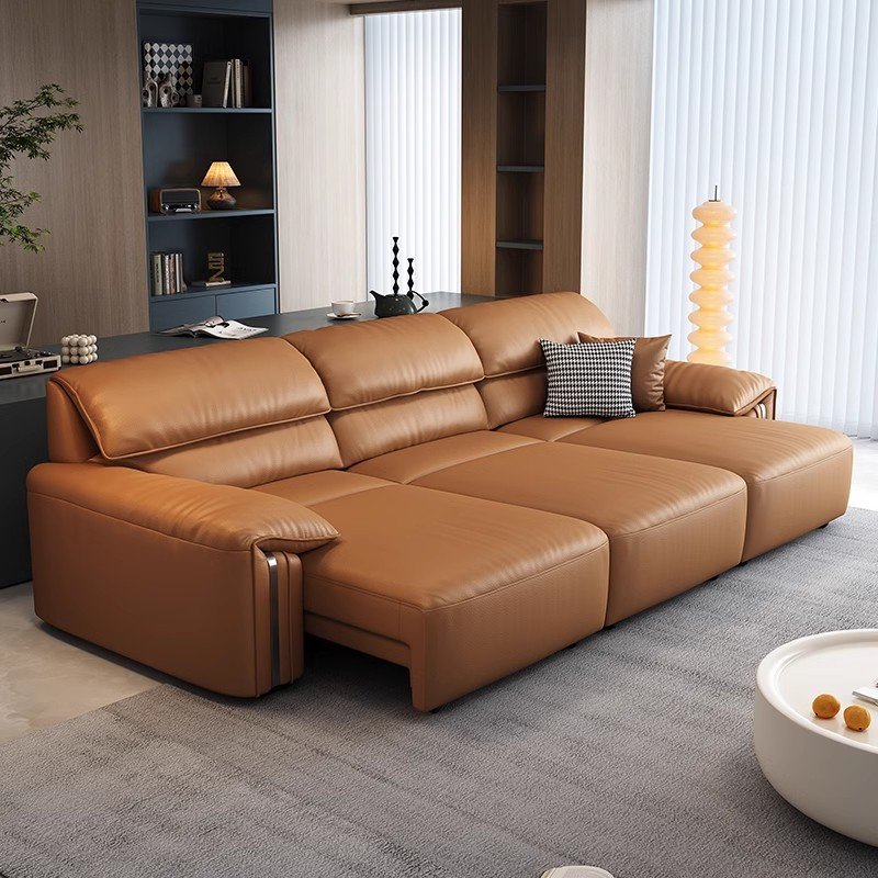 Italian Minimalist Leather Sofa Bed Electric Function Upholstery Couch Living Room Sofas