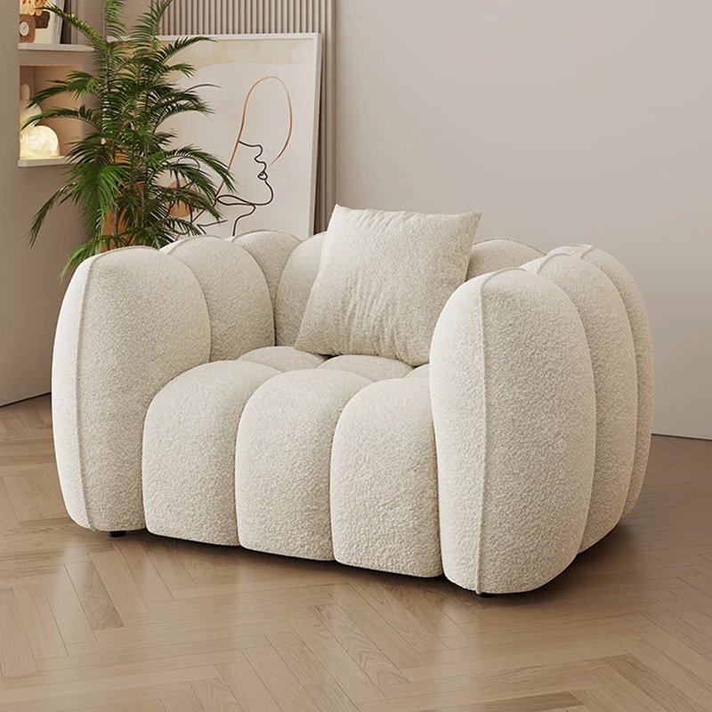 Pumpkin single sofa light French cream wind modern simple fabric living room leisure sofa chair straight row sofa