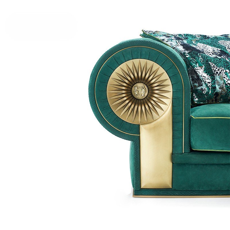 Handmade custom European classic luxury velvet sofa villa triple sofa combined living room furniture