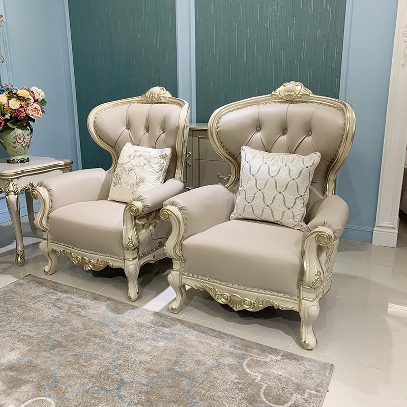 MO LAN European leather solid wood double-sided carved luxury villa large living room sofa combination