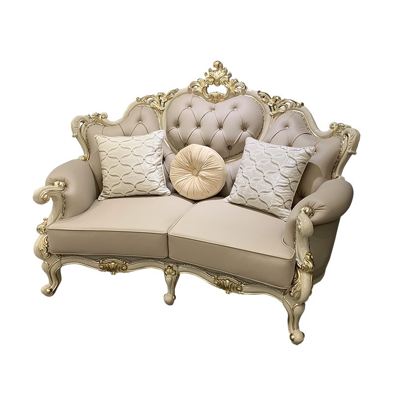 MO LAN European leather solid wood double-sided carved luxury villa large living room sofa combination