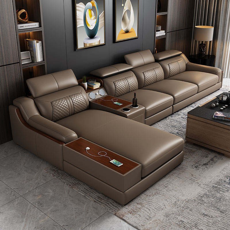 L Shaped Sofa Genuine Leather Wholesale Sectional minimalist couches living room corner set for home