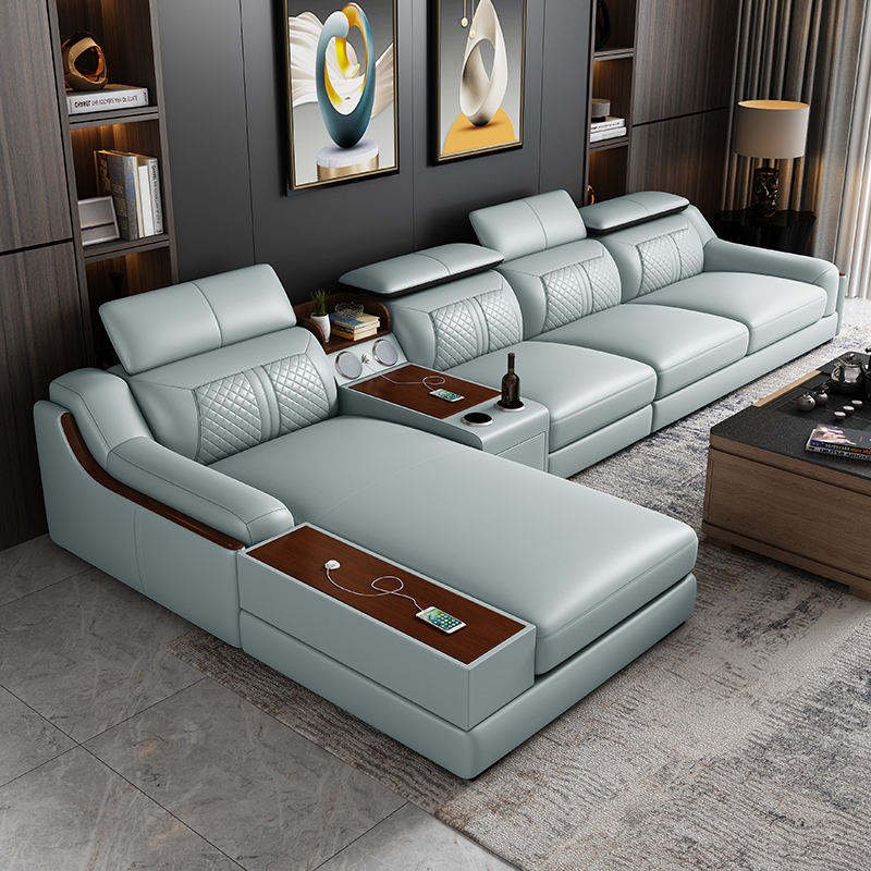L Shaped Sofa Genuine Leather Wholesale Sectional minimalist couches living room corner set for home